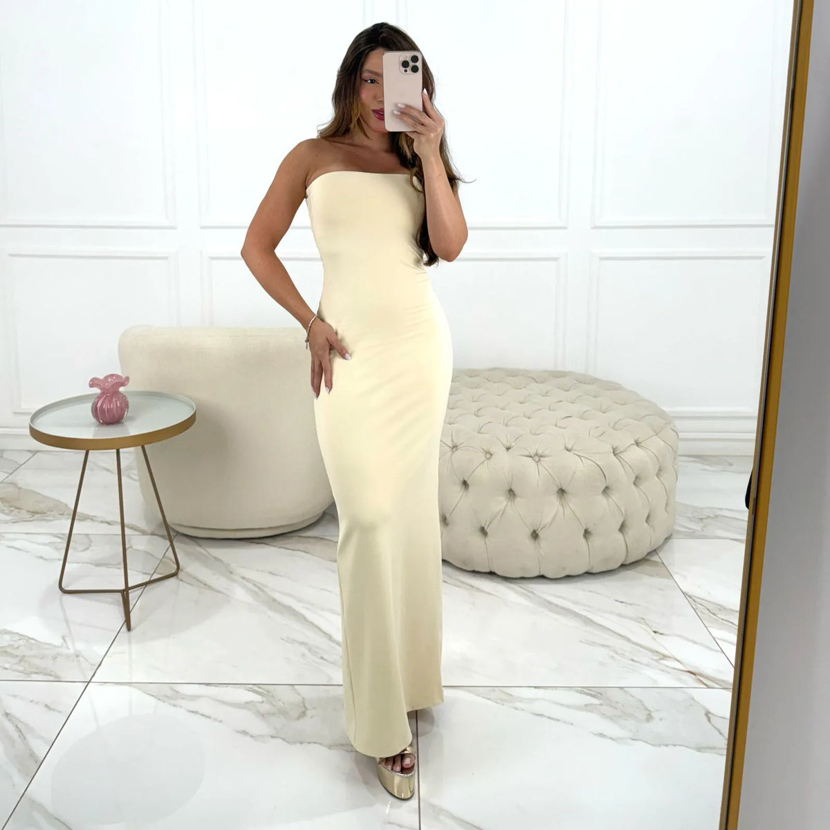 DRESS KHLOE BEGE